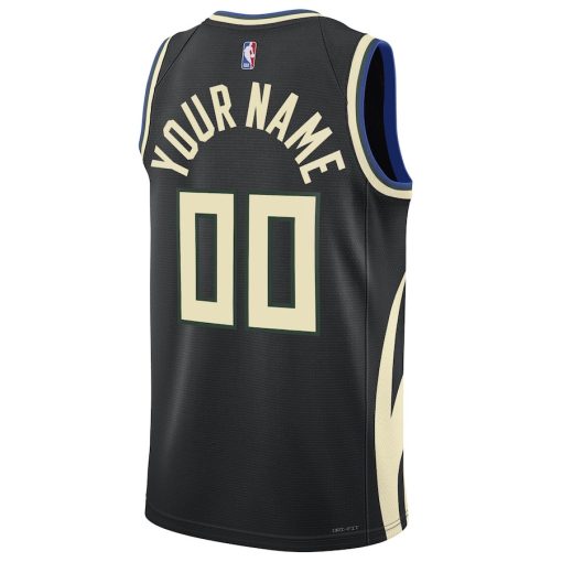 Jordan Milwaukee Bucks Custom Unisex Swingman Jersey - Statement Edition - Black - Image 2
