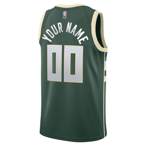 Nike Milwaukee Bucks Custom Unisex Swingman Jersey - Icon Edition - Hunter Green - Image 2