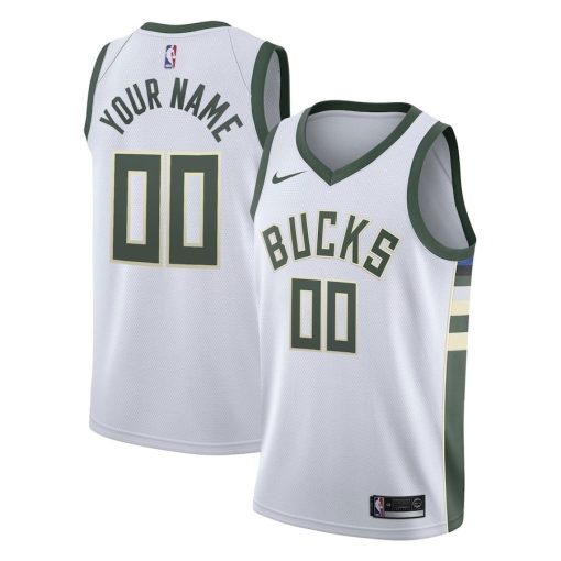 Nike Milwaukee Bucks Custom Unisex Swingman Jersey - Association Edition - White - Image 3