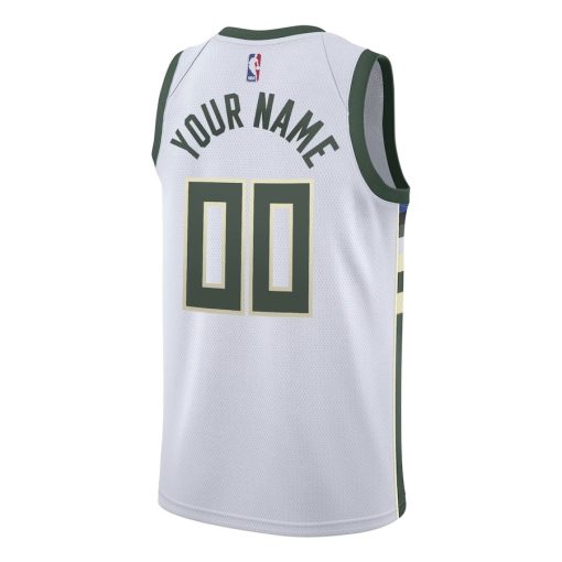 Nike Milwaukee Bucks Custom Unisex Swingman Jersey - Association Edition - White - Image 2