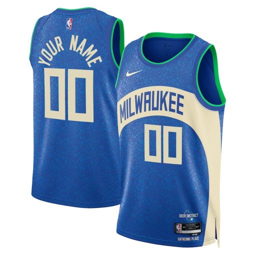 Nike Milwaukee Bucks Custom Unisex Swingman Jersey - City Edition - Royal - Image 3