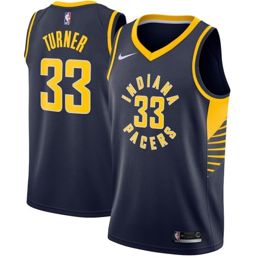 Nike Indiana Pacers #33 Myles Turner Unisex Swingman Jersey - Icon Edition - Navy - Image 3