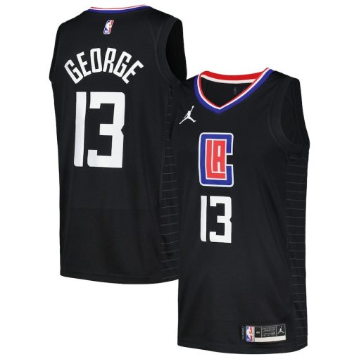 Nike LA Clippers #13 Paul George Unisex Swingman Player Jersey - Statement Edition - Black - Image 3