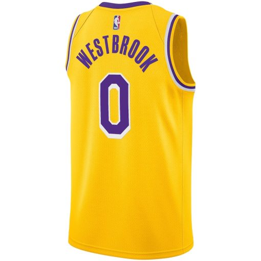 Nike Los Angeles Lakers #0 Russell Westbrook Unisex Swingman Jersey - Icon Edition - Gold - Image 2