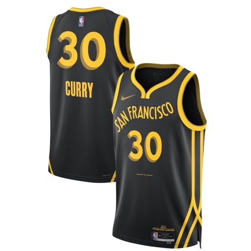 Nike Golden State Warriors #30 Stephen Curry Unisex Swingman Jersey - City Edition - Black - Image 3
