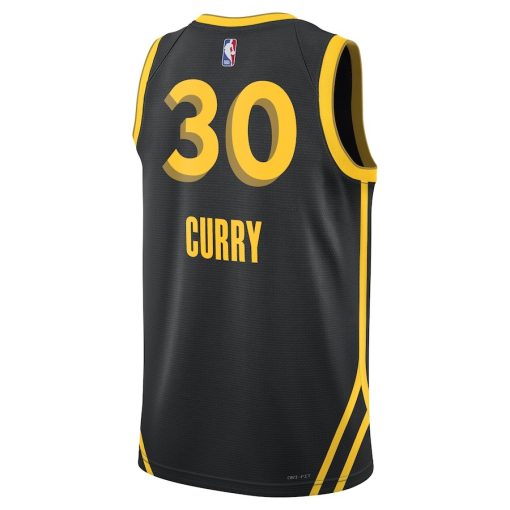 Nike Golden State Warriors #30 Stephen Curry Unisex Swingman Jersey - City Edition - Black - Image 2