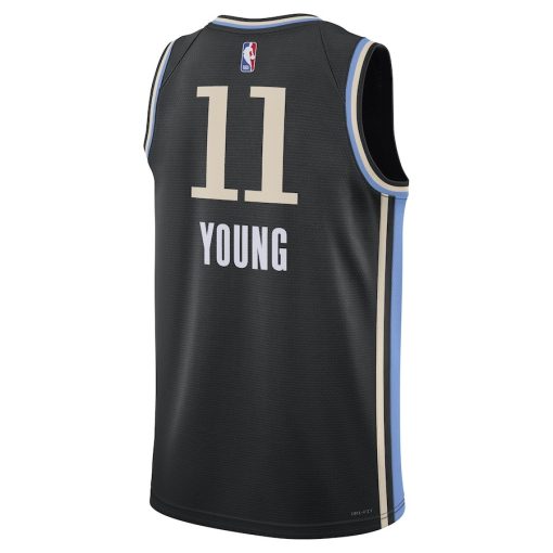 Nike Atlanta Hawks # 11 Trae Young Unisex  Swingman Jersey - City Edition - Black - Image 2