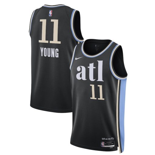 Nike Atlanta Hawks # 11 Trae Young Unisex  Swingman Jersey - City Edition - Black - Image 3