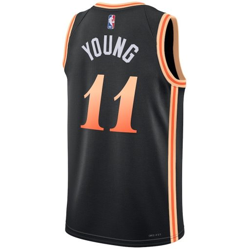 Nike Atlanta Hawks #11 Trae Young Unisex  Swingman Jersey - City Edition - Black - Image 2