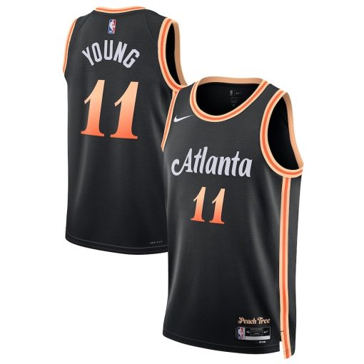 Nike Atlanta Hawks #11 Trae Young Unisex  Swingman Jersey - City Edition - Black - Image 3