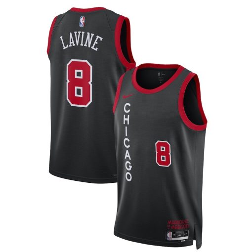 Nike Chicago Bulls #8 Zach LaVine Unisex Swingman Jersey - City Edition - Black - Image 3