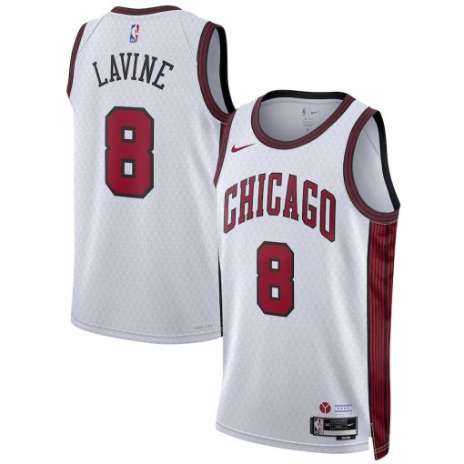 Nike Chicago Bulls #8 Zach LaVine Unisex  Swingman Jersey - City Edition - White - Image 3