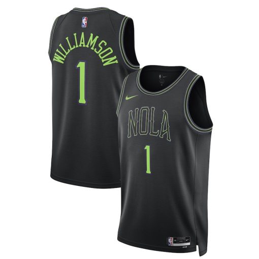 Nike New Orleans Pelicans #1 Zion Williamson Unisex Swingman Jersey - City Edition - Black - Image 3